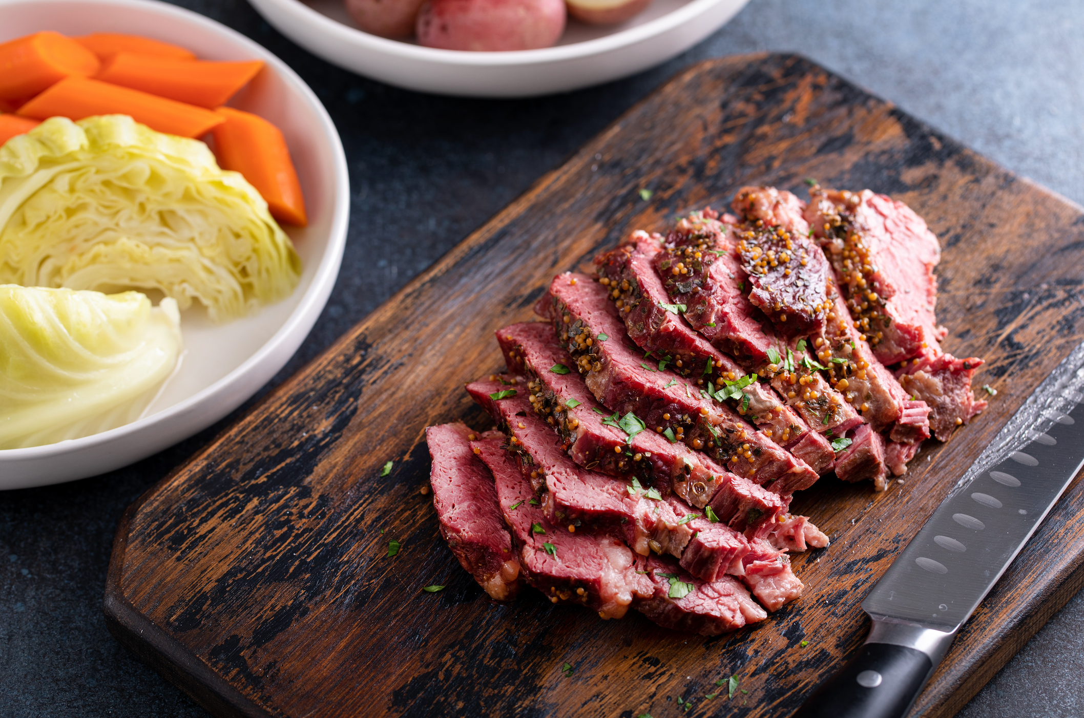 Sliced Corned Beef with Cabbage & Carrots